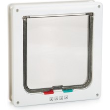 Techmrt Beeztees Kedi Kapısı, Çift Yönlü, 4 Fonksiyonlu, Beyaz, 23,5X25,2CM