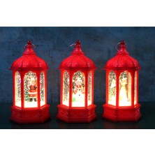 PremiumPort Yılbaşı Temalı Işıklı Kandil Kar Küresi Kırmızı, Şık ve Sıcak Dekorasyon