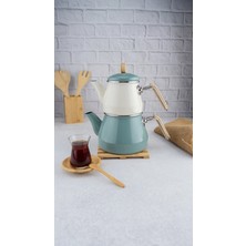 UltraMint Bambu Kulplu Emaye Çaydanlık Takımı, Şık ve Dayanıklı Tasarım