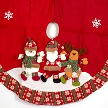 Storemax Yılbaşı Süsü Çam Örtüsü Baba Kardan Adam Geyik Figürlü Kırmızı 120 Cm.