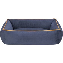 Techmrt Pet Comfort Golf  Kedi ve Köpek Yatağı Parliament Mavi W Hardal Biye S 75X60CM