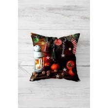 Storemax Pelangi Yılbaşı Süslemeleri Çift Tarafı Baskılı Gizli Fermuarlı Yastık Kılıfı Kırlent Koltuk Yastık Kılıfı, Turuncu-Kahve 45 x 45