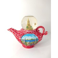 PremiumPort Sihirli Lambası Biblo, Seramik Ev ve Ofis Dekoru, Kırmızı Renk