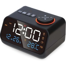 Kenly Dekoratif LED Dijital Saat – Fm Radyo, Çift Alarm, Sıcaklık ve Nem Ölçerli, Şarjlı/pilli Büyük Ekran Masa Saati