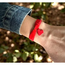 Atelier Çağla Kırmızı Kadife Kırmızı Miyuki Kalp Bileklik