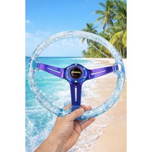 Carlone Şeffaf Epoksi Direksiyon Momo 35CM Kabarcıklı Direksiyon Buz Mavi Renk