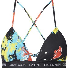 Calvin Klein Kadın Siyah Calvin Klein Trıangle-Rp-Prınt Kadın Siyah Bikini Üstü