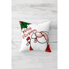 Storemax Pelangi Merry Christmas Çift Tarafı Baskılı Gizli Fermuarlı Yastık Kılıfı Kırlent Koltuk Yastık Kılıfı, Beyaz-Kırmızı-Yeşil 45 x 45