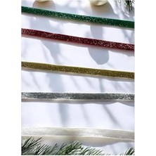 Storemax Yılbaşı Glitter Kurdele Seti, Yeşil, Kırmızı, Altın, Gümüş ve Beyaz, Dekoratif Parlak Şeritler, 5 Parça 2 Metre (5, Simli)