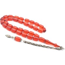 Murty99 Gümüş Kaplama Sistemli Kapsül Kesim Kırmızı Sıkma Kehribar Tesbih