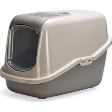 Techmrt Beeztees Kapalı Kedi Tuvaleti, Koku Filtreli, Bej Gri, 56X39X39CM