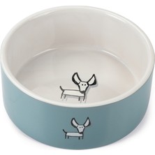 Techmrt Beeztees Köpek Mama Su Kabı, Seramik, Beyaz Turkuaz, 18,5cm, 1400ML