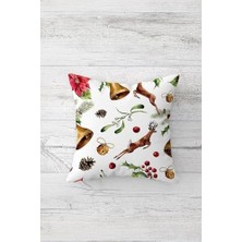 Storemax Pelangi Yılbaşı Temalı Çift Tarafı Baskılı Gizli Fermuarlı Yastık Kılıfı Kırlent Koltuk Yastık Kılıfı, Beyaz-Kahve-Gold 45 x 45