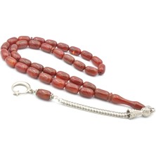 Murty99 Kamçılı Kapsül Kesim Hareli Kırmızı Sıkma Kehribar Tesbih 070