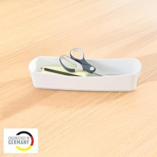 Storemax Uzun Masaüstü Düzenleme Kutusu, Parlak Görünüm, Plastik, Beyaz/gri, 52581001