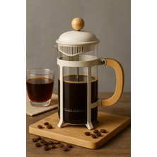 UltraMint Bambu Saplı 350ML Borosilikat French Press, Şık ve Dayanıklı Kahve Demleme