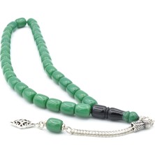 Murty99 Tilki Kuyruğu Kamçılı Fıçı Kesim Yeşil Sıkma Kehribar Tesbih 060