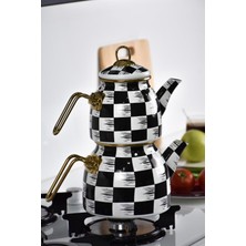 UltraMint Dama Desenli Emaye Çaydanlık Takımı, Zarif ve Şık Tasarım