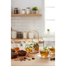 UltraMint 800 ml Bambu Kulplu Çini Limon Desenli Demlik