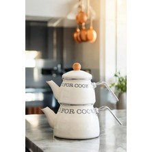 UltraMint Şık Emaye Bej Çaydanlık, Dayanıklı ve Zarif Tasarım, Pratik Kullanım