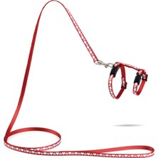 Techmrt Beeztees Yavru Kedi Göğüs Tasması ve Gezdirme Kayışı 120CM, Kırmızı, 16-25CM Boyun, 23-36CM Göğüs