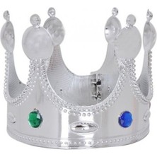 Fredeom Store Plastik Kral Tacı Gümüş Renk Çocuk Boy 45 cm