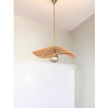 Korfam Home Design Aura Hasır Avize - Kahverengi Hasır El Yapımı Bohem Asimetrik Şekilli Rustik Avize