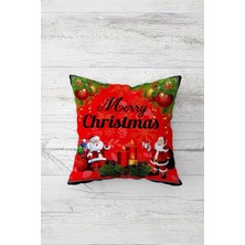 Storemax Pelangi Yeni Yıl Babalı Çift Tarafı Baskılı Gizli Fermuarlı Yastık Kılıfı Kırlent Koltuk Yastık Kılıfı, Kırmızı 45 x 45