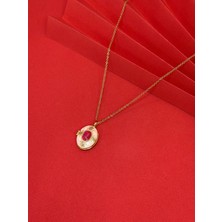 Melisa Takı & Aksesuar 316L Çelik Gold Renk Alya Açılır Resimli Taşlı Kolye