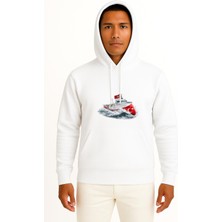 Bahriyeli Collection Kapüşonlu Rv Barbaros Hayreddin Paşa Dalgalar Arası Göğüs ve Sırt Baskılı Unisex Sweatshirt