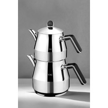 UltraMint Jumbo Paslanmaz Çelik Çaydanlık Takımı, 4 Parça, Platin, 2.00-3.50L