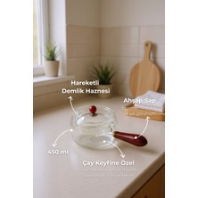 UltraMint Şeffaf Cam Demlik, Ahşap Saplı, Zarif ve Kullanışlı Çay Demleme Seti