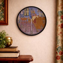 Caseras Van Gogh Arles'teki Yatak Odası Desenli Cam Duvar Saati 28 cm – Sessiz Mekanizma, Modern Dekor