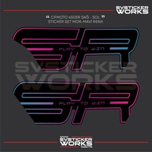Cfmoto 450SR Kaplama Sticker Mor - Mavi Motor Kaplama Modeli Hazır Kit Tüm Yıllar Uyumlu Sağ - Sol Grenaj