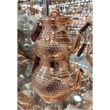 UltraMint El Işlemeli Bakır Çaydanlık, Nakışlı ve Büyük Aile Boyu Demlik