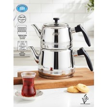 UltraMint Büyük Boy Siyah Çelik Çaydanlık, Indüksiyon Taban, 1,5l+2,5l