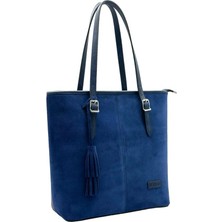Model 5003 - Hakiki Deri Süet Omuz Çantası (Lacivert)