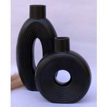 Szn Home Design Modern Siyah Dekoratif Vazo Büyük Seramik Salon & Ofis (Vernikli)