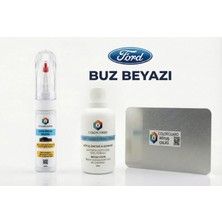 COLORGUARD Ford Buz Beyazı Rötuş Seti - 2 si 1 Arada İğne ve Fırça Uçlu Şişe, Solüsyon ve Rötuş Çeliği