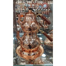 UltraMint El Dövmesi Osmanlı Desenli Bakır Çaydanlık, Büyük Boy