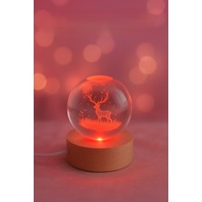 PremiumPort Geyik Figürlü LED Işıklı 3D Cam Küre ile Sıcak Atmosfer Yaratın