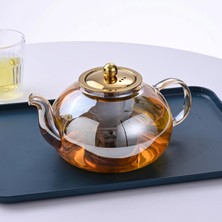 UltraMint 1000 ml Borosilikat Cam Demlik, Metal Süzgeç ve Kapakli, Şık ve Dayanıklı