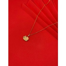 Melisa Takı & Aksesuar 316L Çelik Gold Renk Alya Açılır Resimli Golden Kitty Kolye