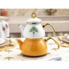 UltraMint Emaye Palm Çaydanlık Seti 0,50 Lt ve 1,1 Lt Sarı Renk