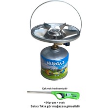 Nurgaz Kamp Ocak Piknik Kamp Seyahat Pratik Küçük Ocak 450GR Gaz Kartuşlu Hazır Setli Ocak