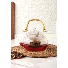 UltraMint Bambu Saplı Cam Süzgeçli Çay Demliği 1000 Ml, Şık ve Kullanışlı Ürün