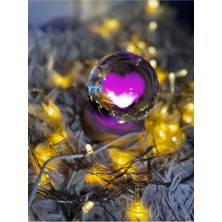 PremiumPort Renkli LED Işıklı Cam Kalpli Büyük Boy Dekoratif Küre