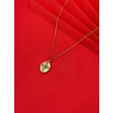 Melisa Takı & Aksesuar 316L Çelik Gold Renk Alya Açılır Resimli Taşlı Kolye