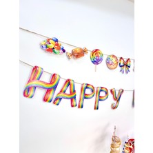 Candy Shop Doğum Günü Banner – Renkli Şeker Temalı Parti Süsü