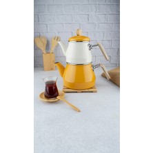 UltraMint Bambu Kulplu Emaye Çaydanlık Takımı, Şık ve Dayanıklı Mutfak Seti